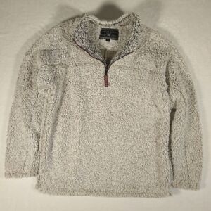 American Outdoor True Grit Frosty Pullover Jacket Oatmeal & Grey Faux Sherpa Med